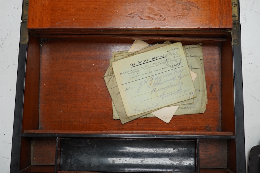 A Victorian birds-eye maple writing slope, 33cm x 22.5cm. Condition - poor